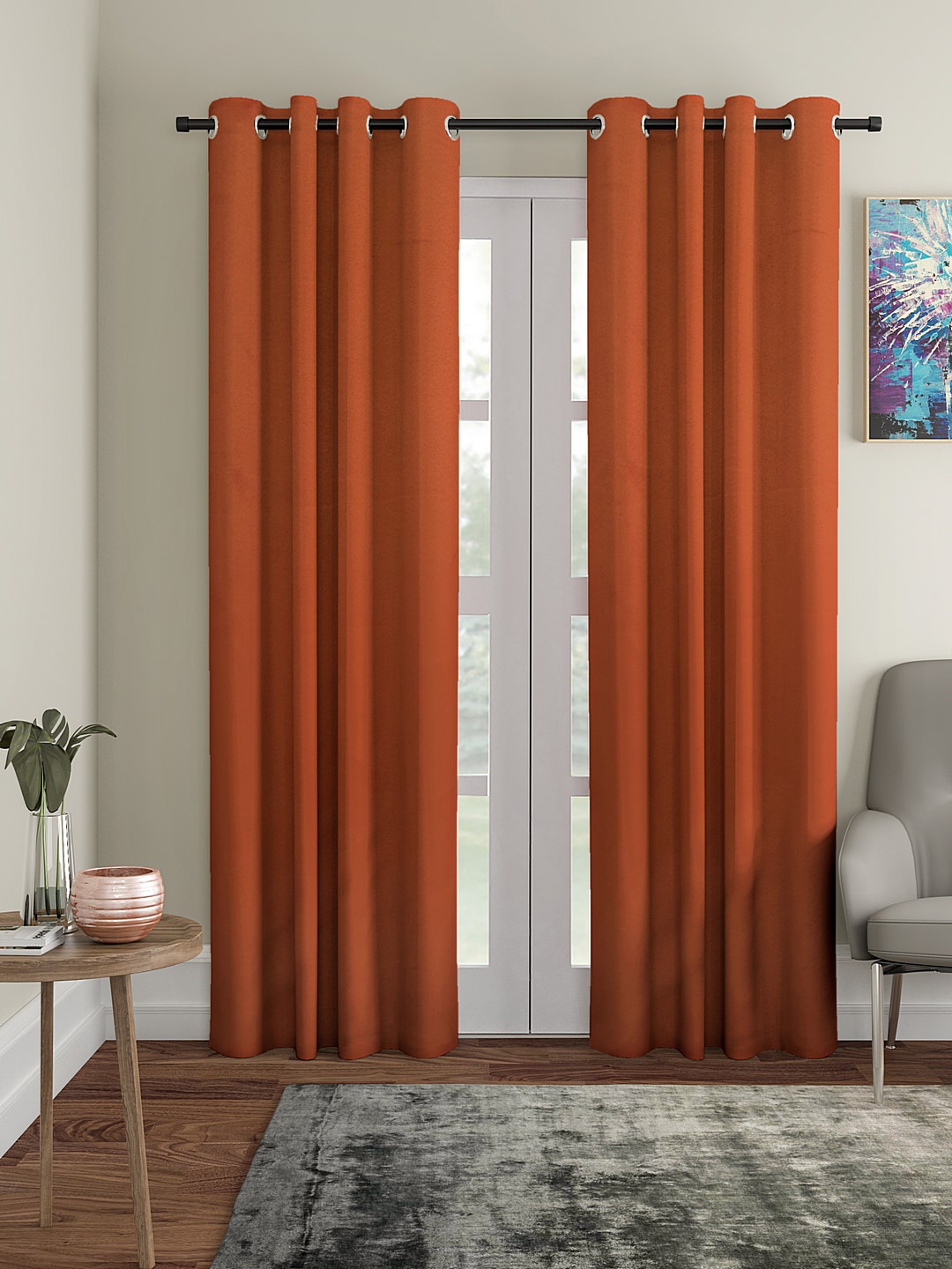 

Cortina Rust Orange 2 Pieces Black-Out Long Door Curtains