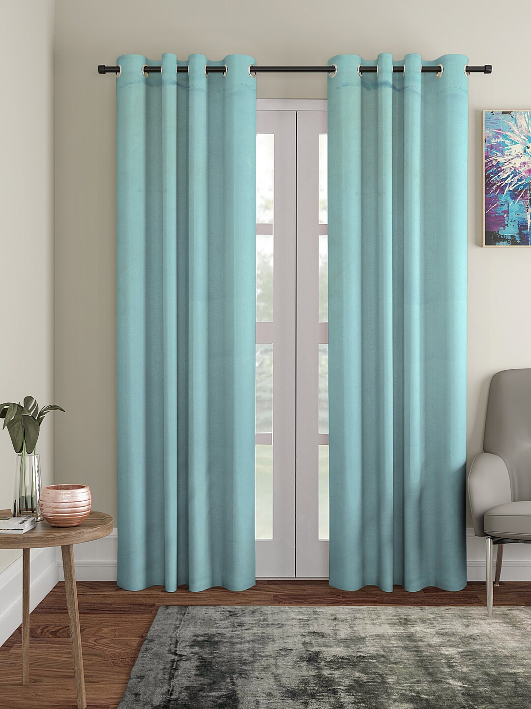 

Cortina Blue 2 Pieces Solid Black Out Door Curtains
