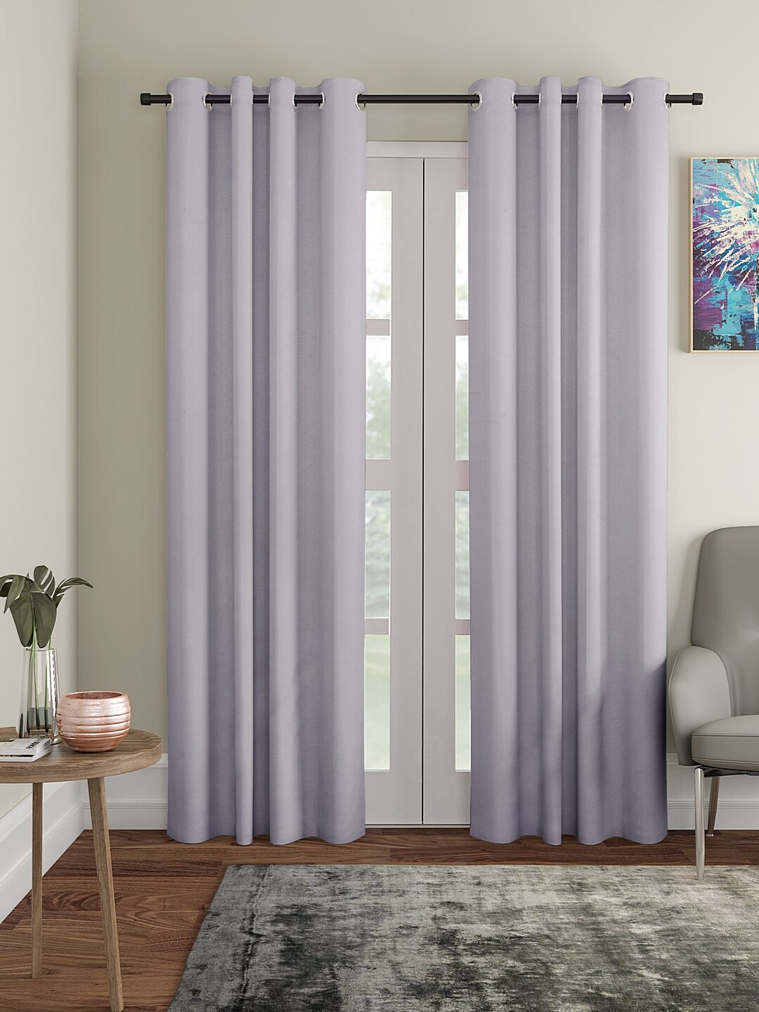 

Cortina Grey 2 Pieces Solid Black Out Door Curtains