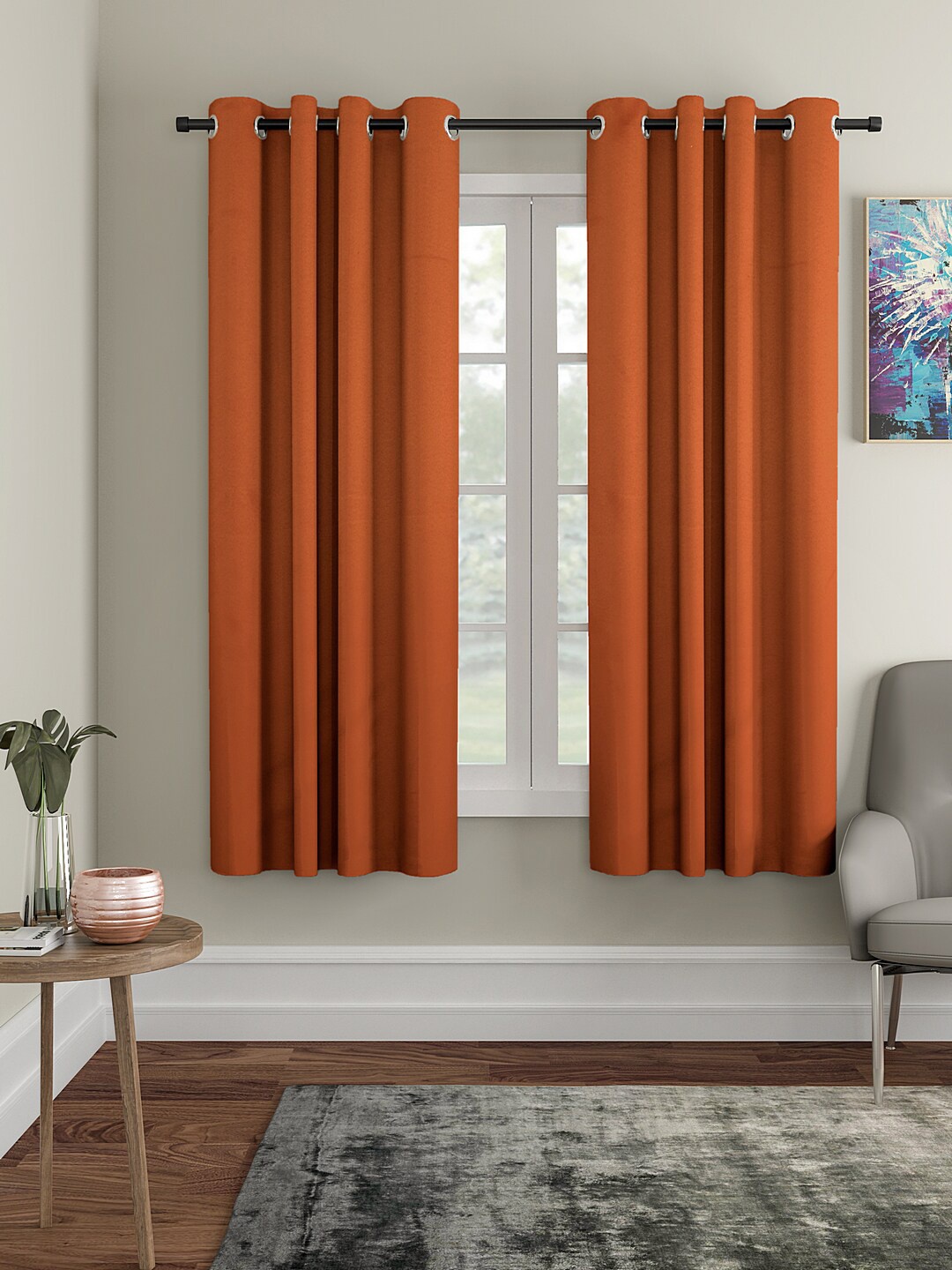 

Cortina Rust 2 Pieces Solid Black Out Window Curtains