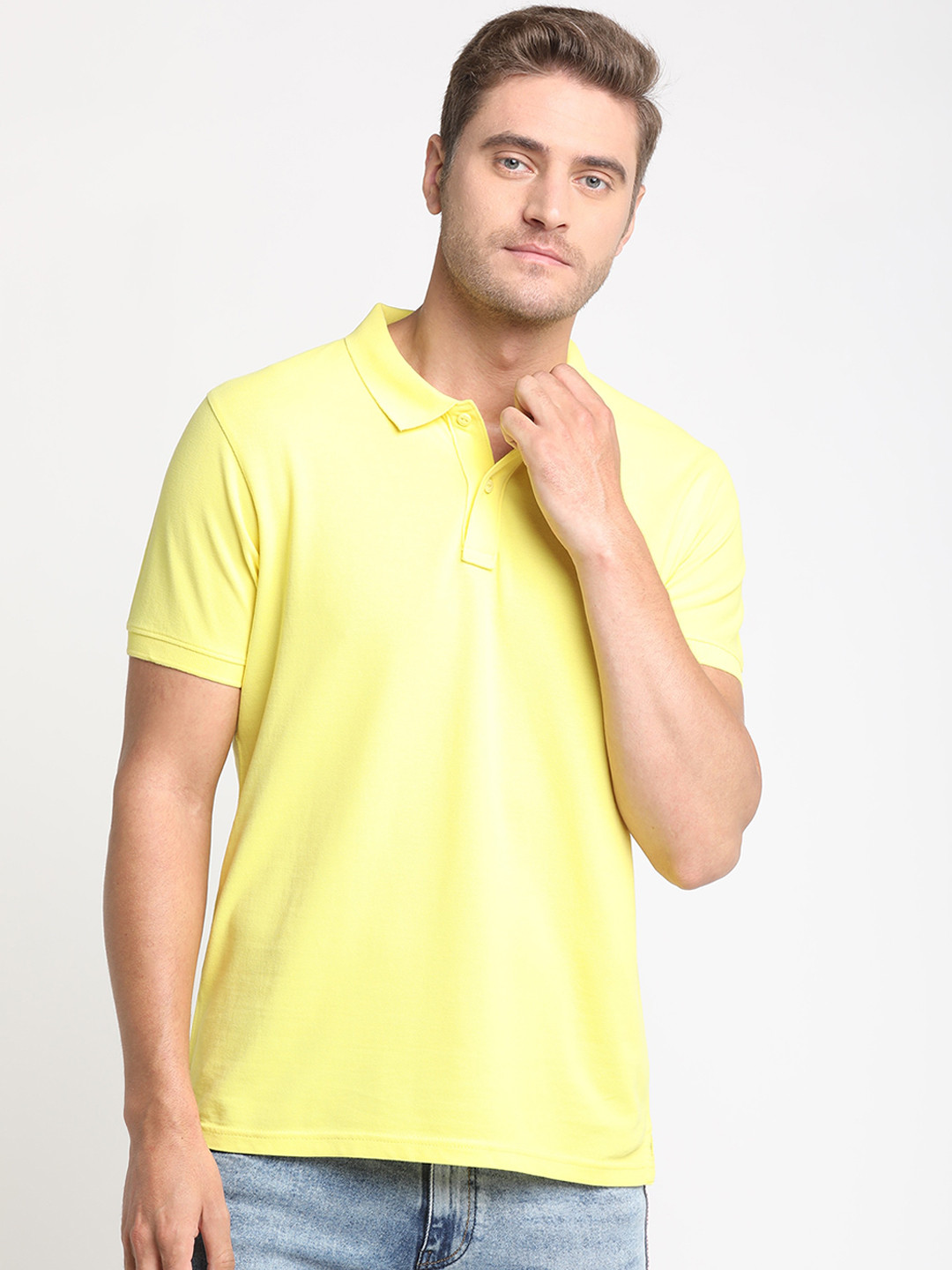 

Pepe Jeans Men Yellow Solid Polo Collar T-shirt