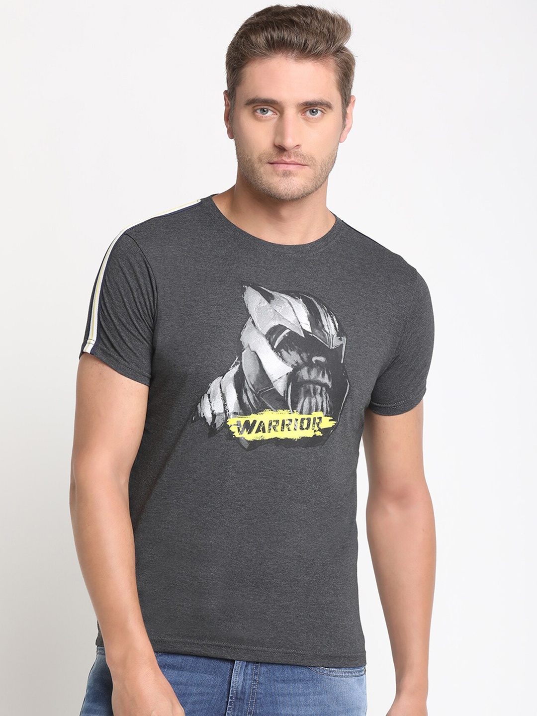 

Pepe Jeans Men Grey & Black Thanos Printed Round Neck T-shirt
