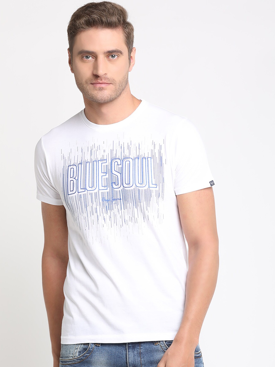 

Pepe Jeans Men White Printed Round Neck T-shirt