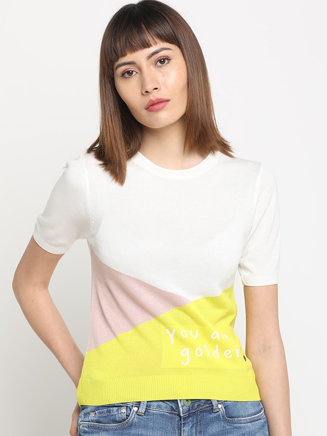 

Pepe Jeans Women Multicoloured Colourblocked Round Neck T-shirt, Multi