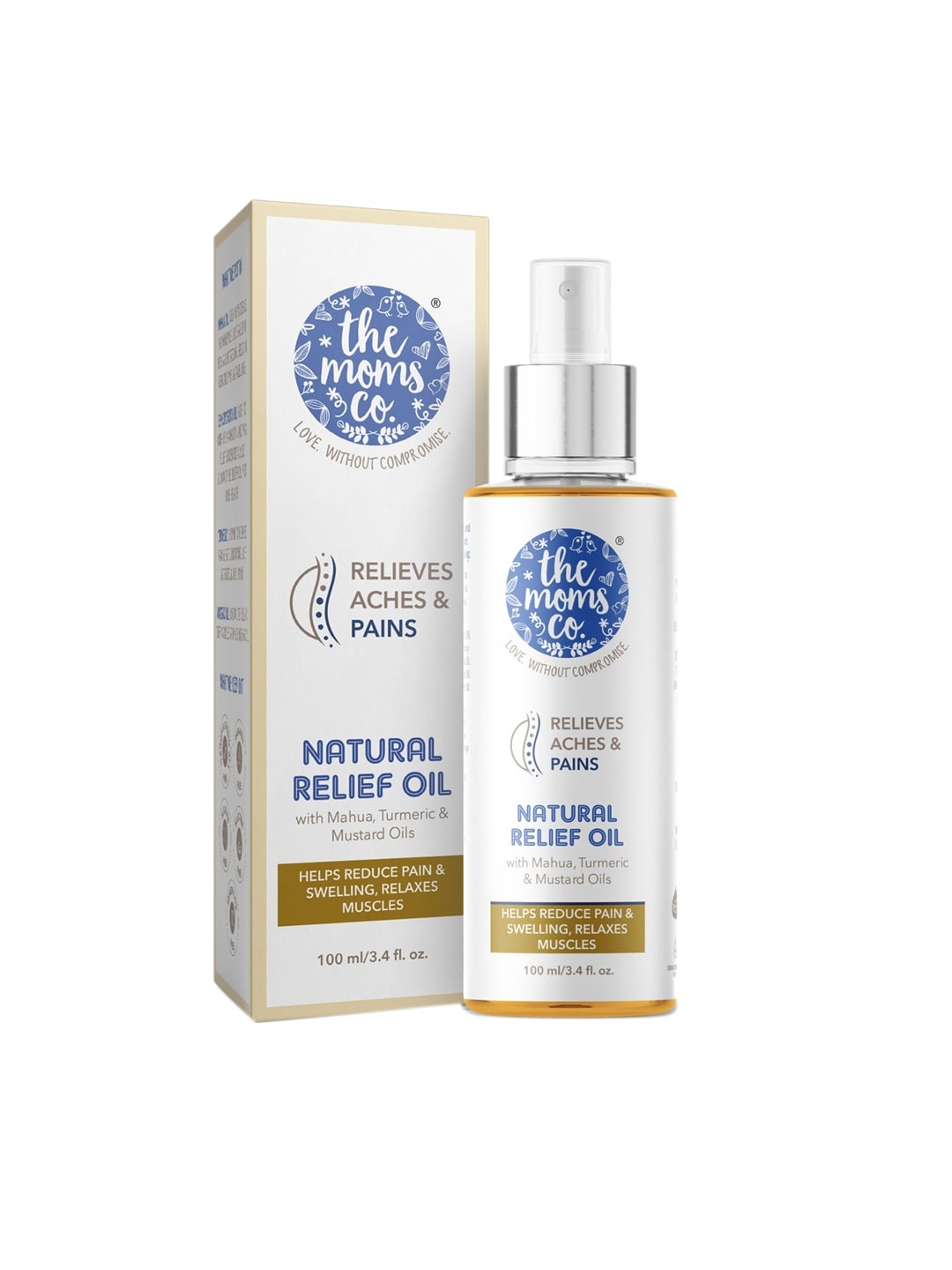 

The Moms Co. Natural Pain Relief Massage Oil 100 ml, White
