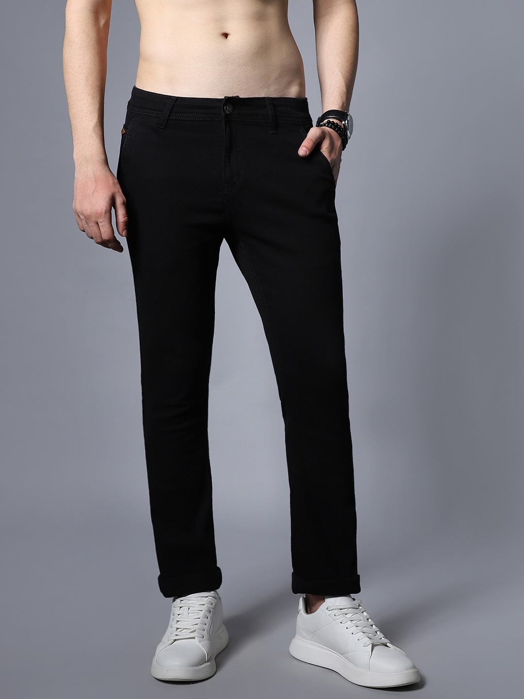 

High Star Men Black Slim Fit Mid-Rise Clean Look Stretchable Jeans