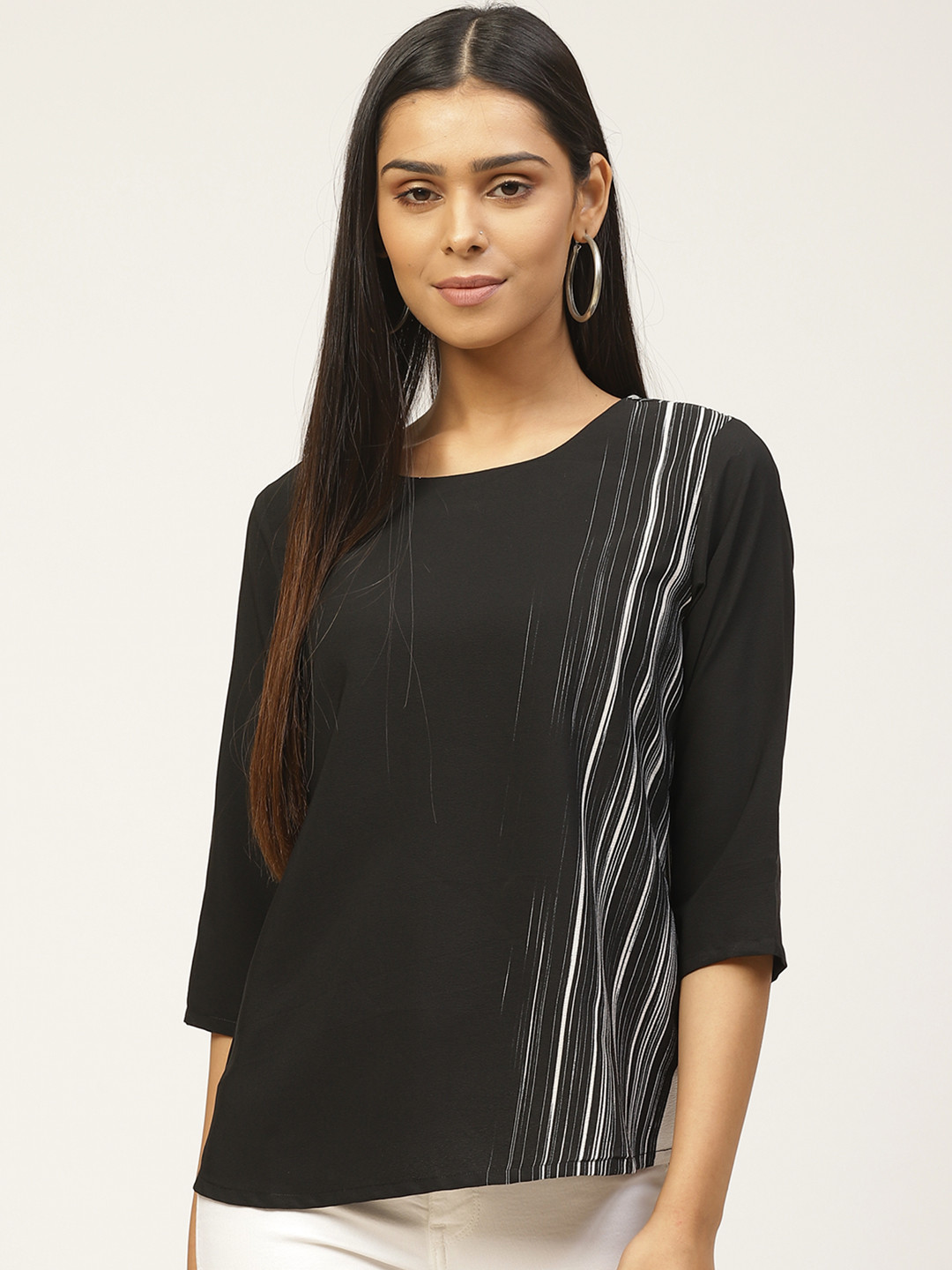 

ZIZO By Namrata Bajaj Women Black & White Striped Top