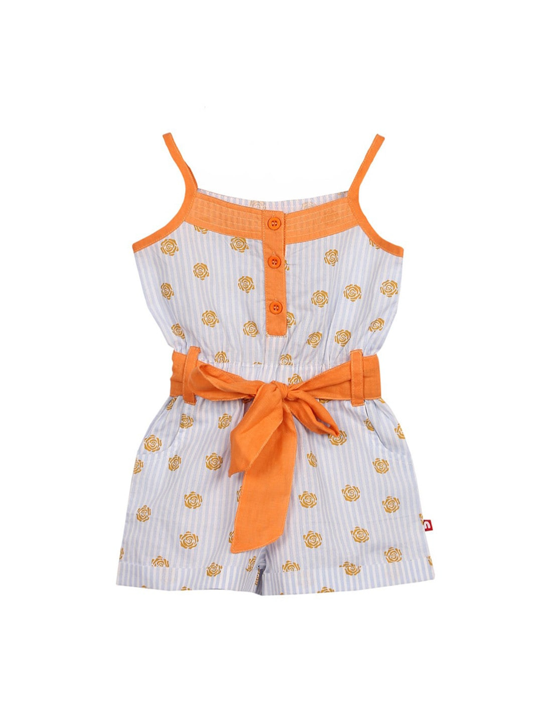 

Nino Bambino Girls White & Orange Organic Cotton Printed Sustainable Playsuit