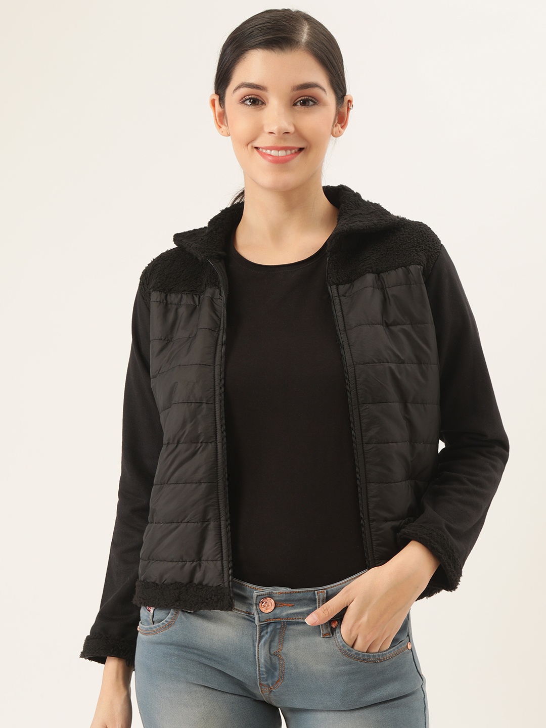 

Belle Fille Women Black Solid Padded Jacket