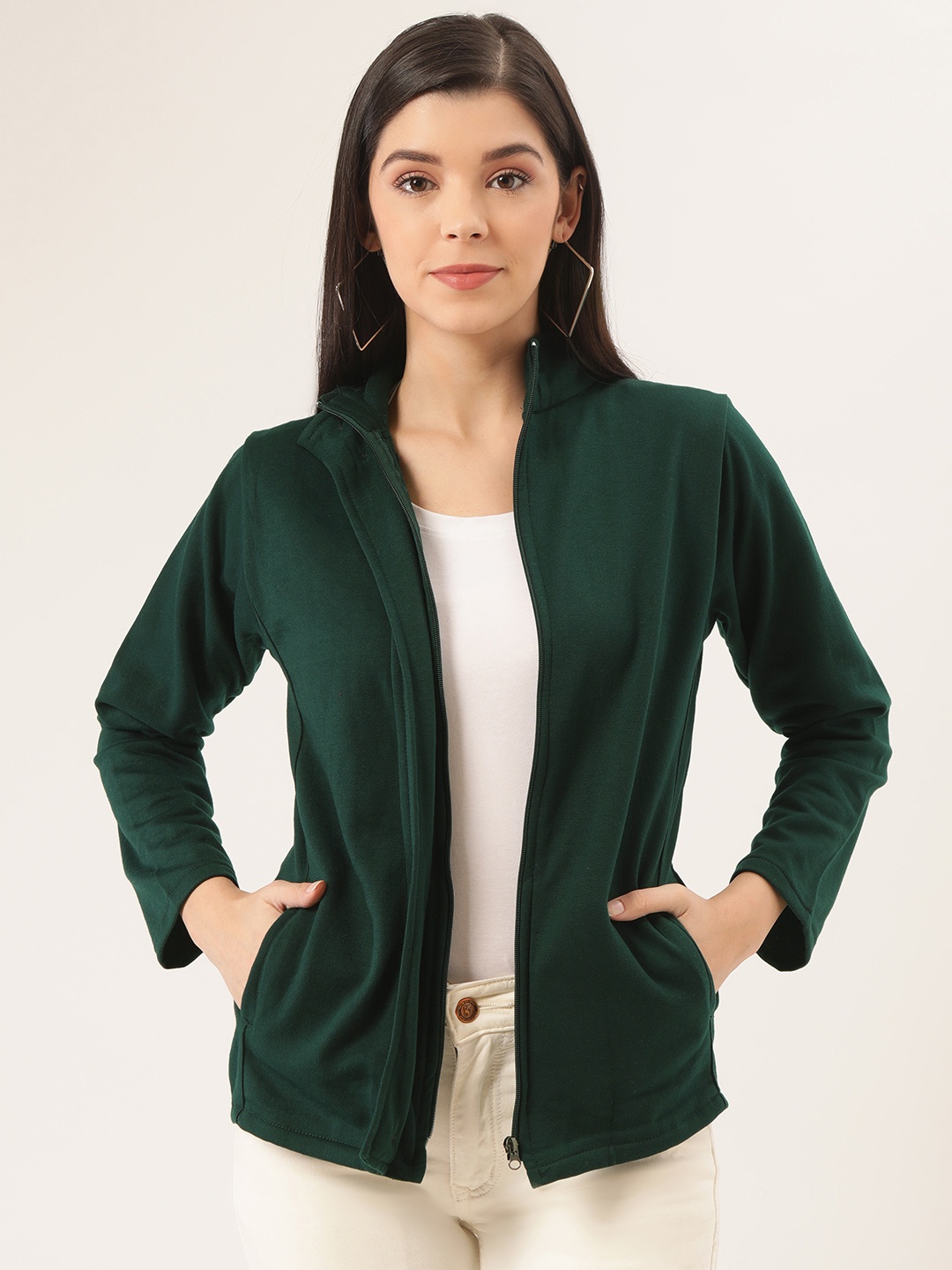 

Belle Fille Women Green Solid Sweatshirt