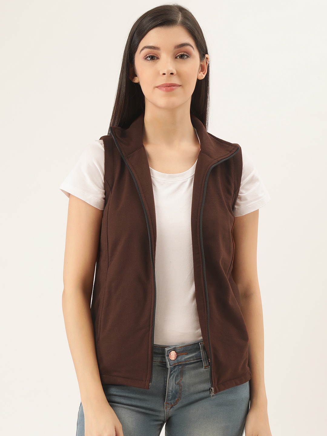 

Belle Fille Women Coffee Brown Solid Tailored Jacket