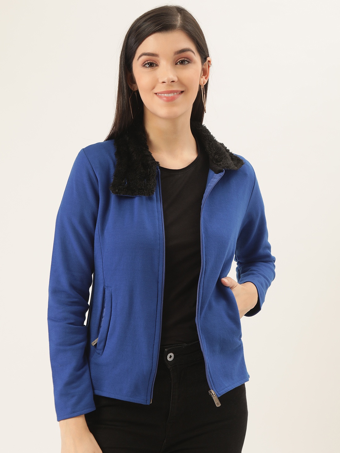 

Belle Fille Women Blue Solid Tailored Jacket