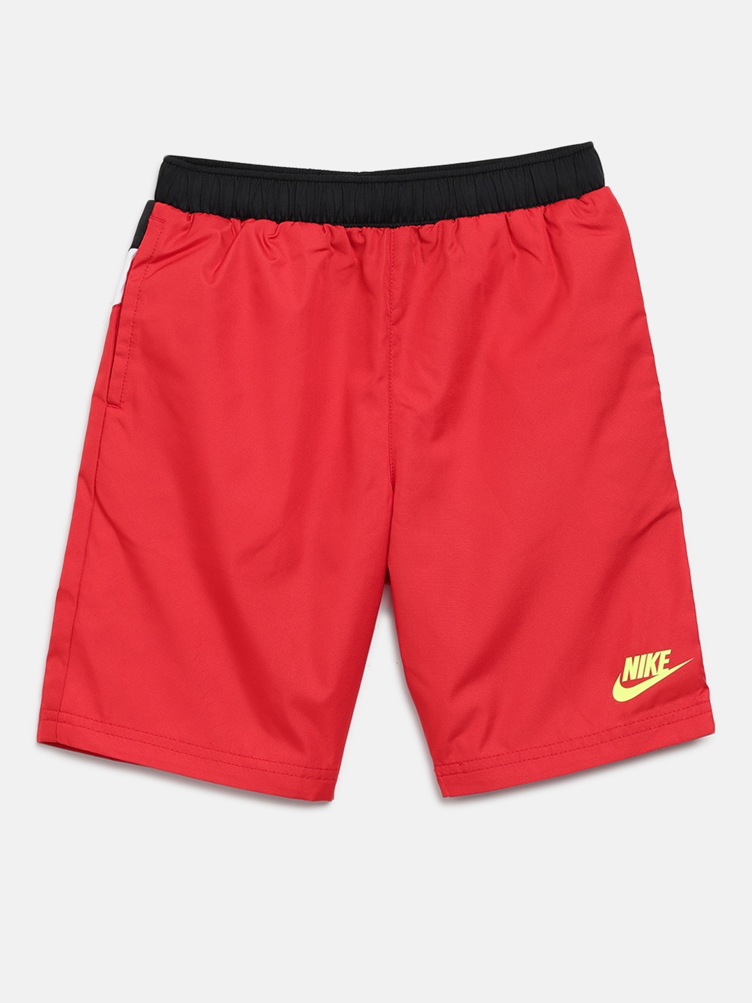 

Nike Boys Red & Black Solid Oversized Swoosh Sports Shorts