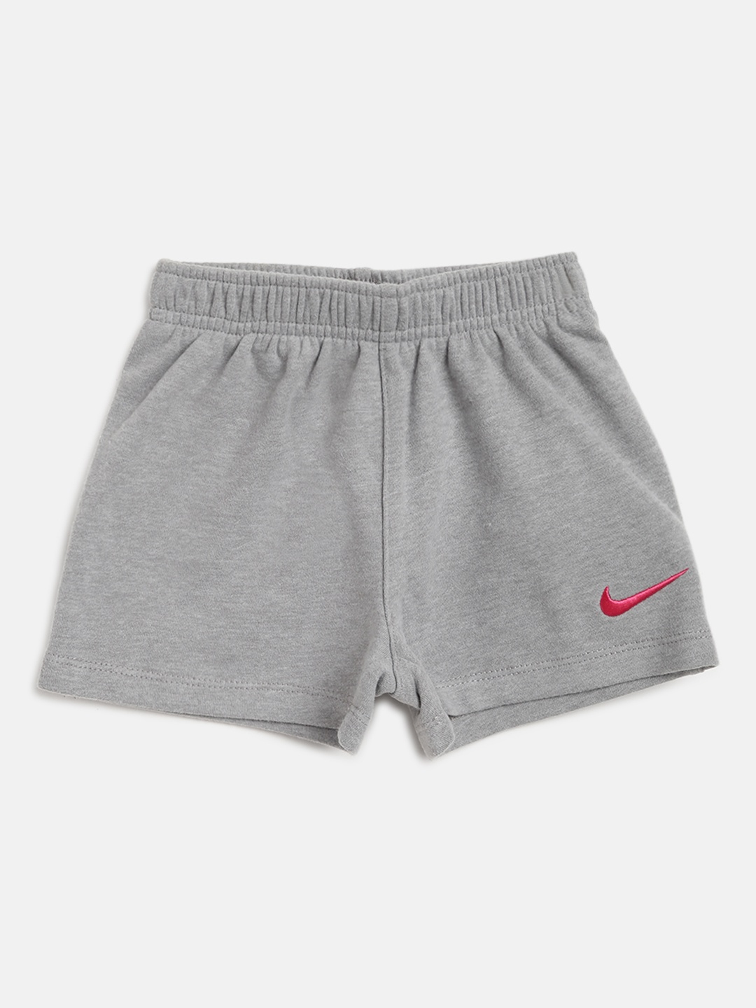 

Nike Girls Grey Melange Solid French Terry Sports Shorts