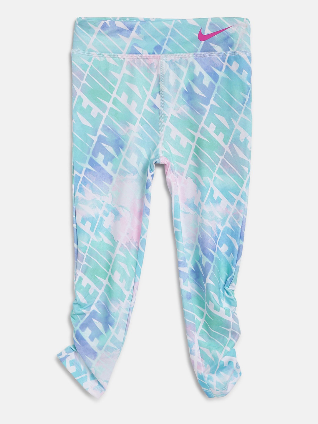 

Nike Girls Blue Brand Logo Printed 3/4th DF Watercolour Tights