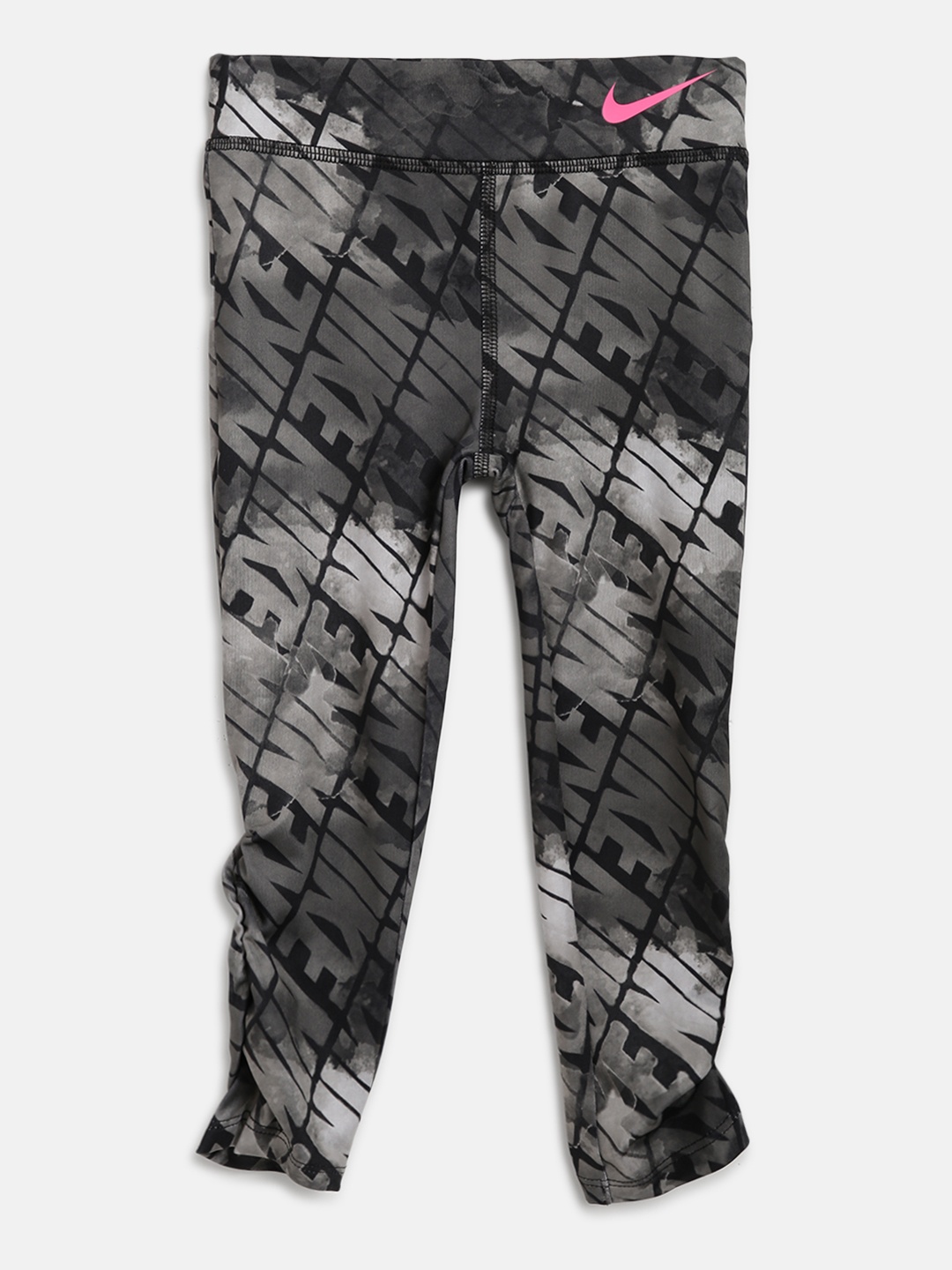

Nike Girls Grey & Black Brand Logo Printed 3/4th DF Watercolour Tights
