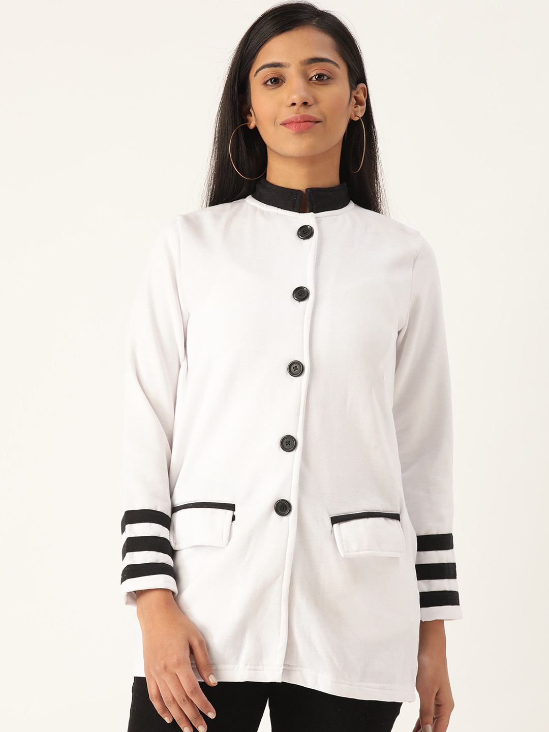 

Belle Fille Women White Solid Coat