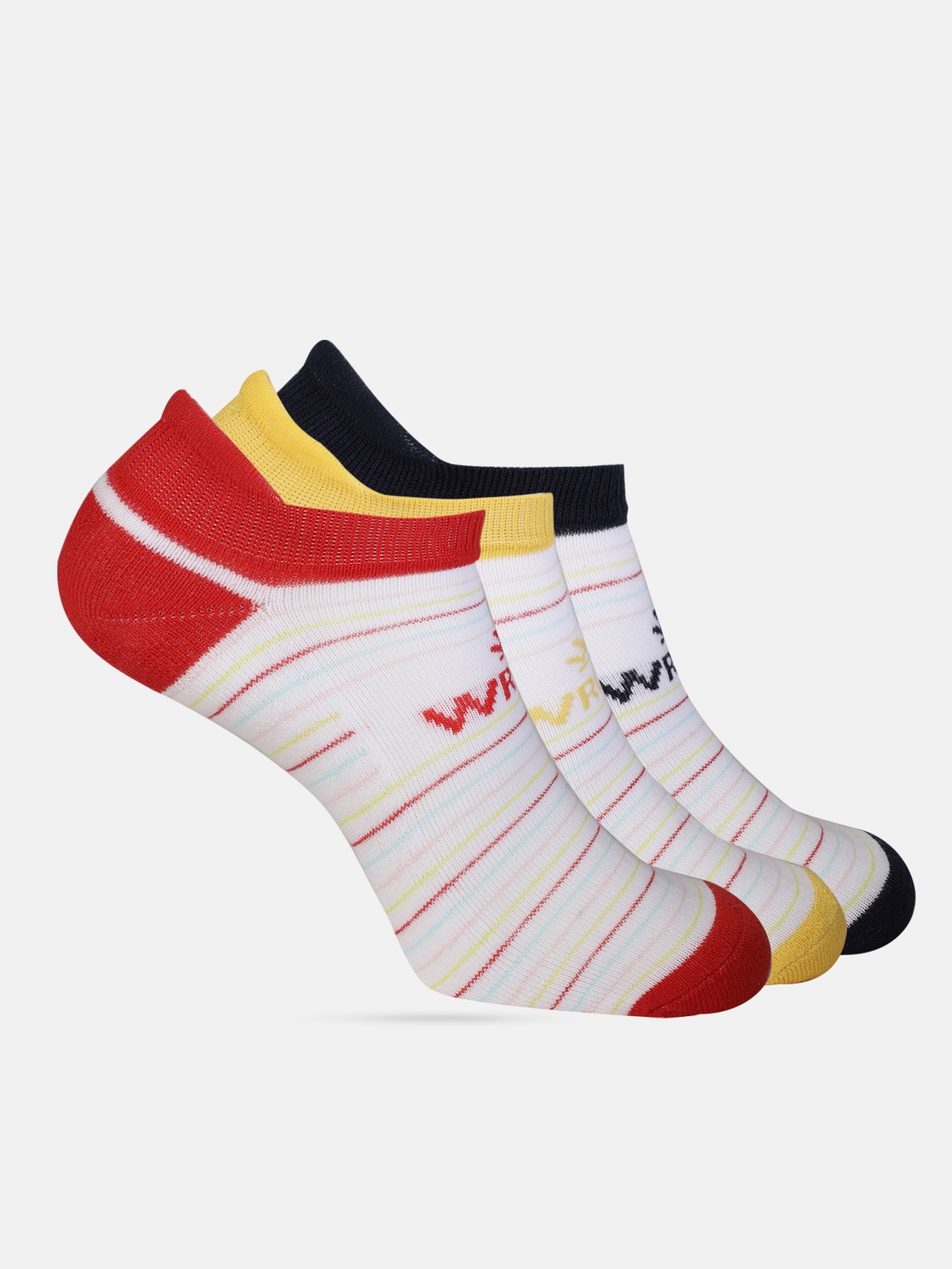 

WROGN Men Pack of 3 Striped Ankle Length Socks, White