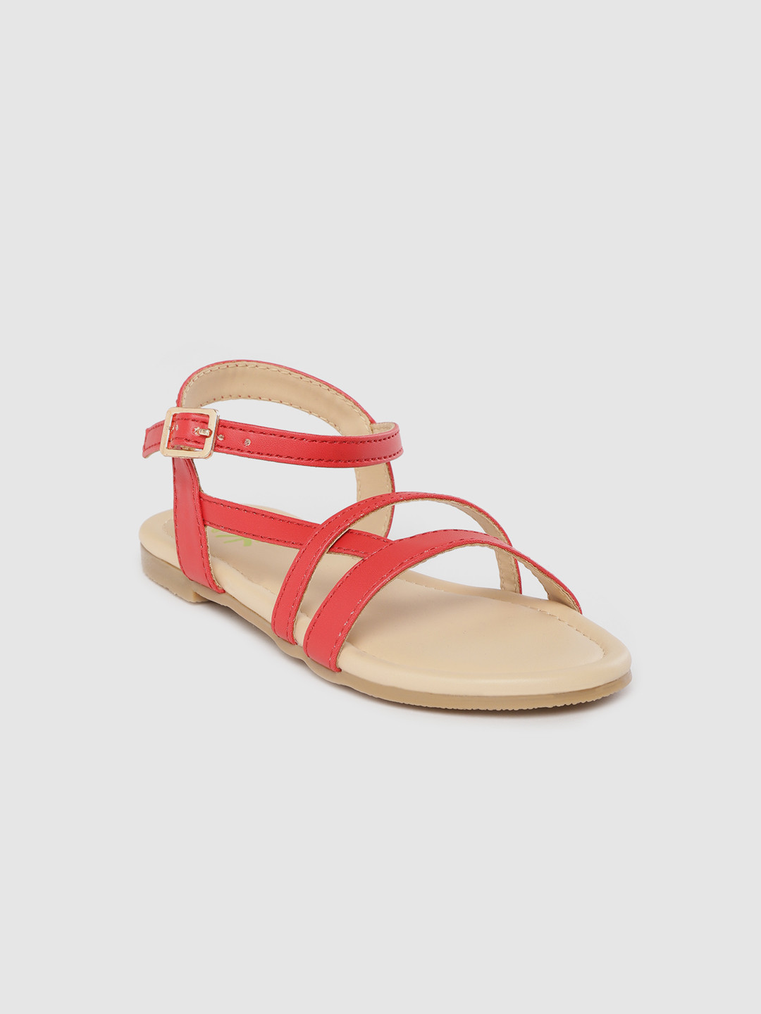 

YK Girls Red Solid Open Toe Flats