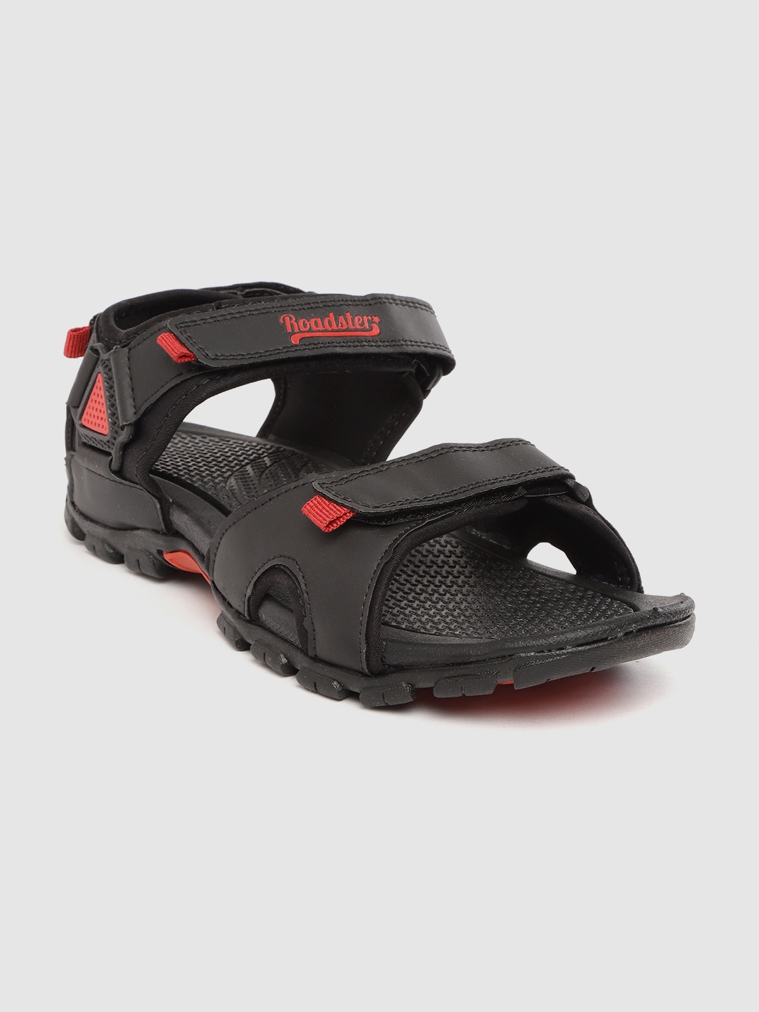 

Roadster Men Black & Red Solid Sports Sandals