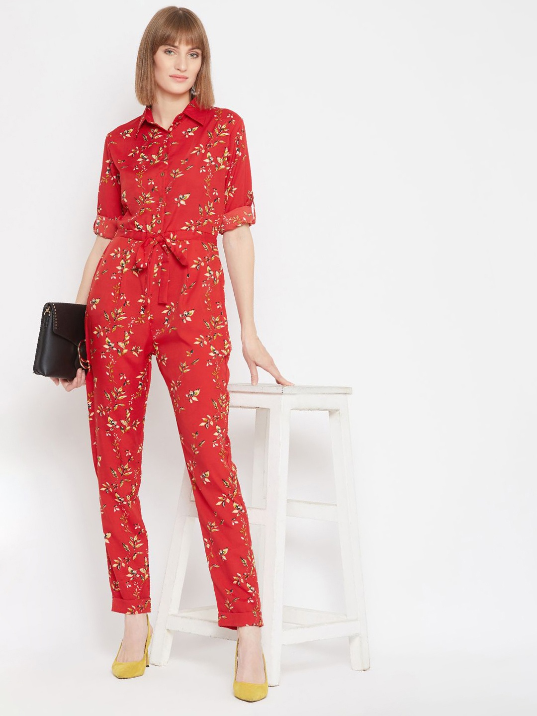 

Uptownie Lite Women Red & Off-White Printed Basic Jumpsuit