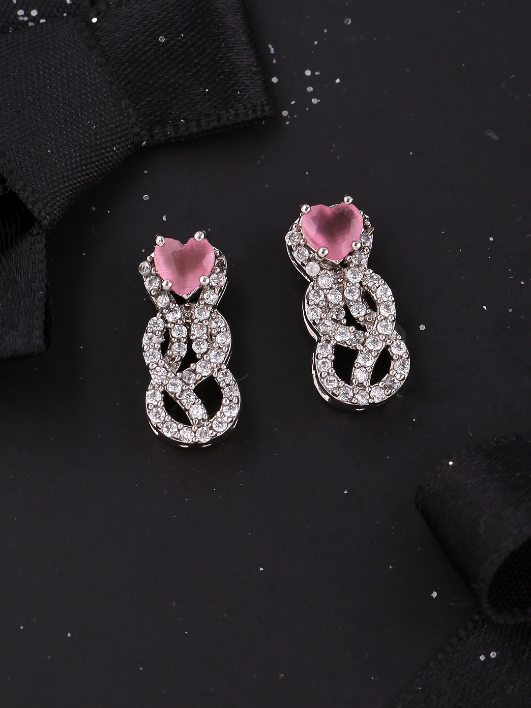 

Voylla Silver-Toned & Pink Classic Studs