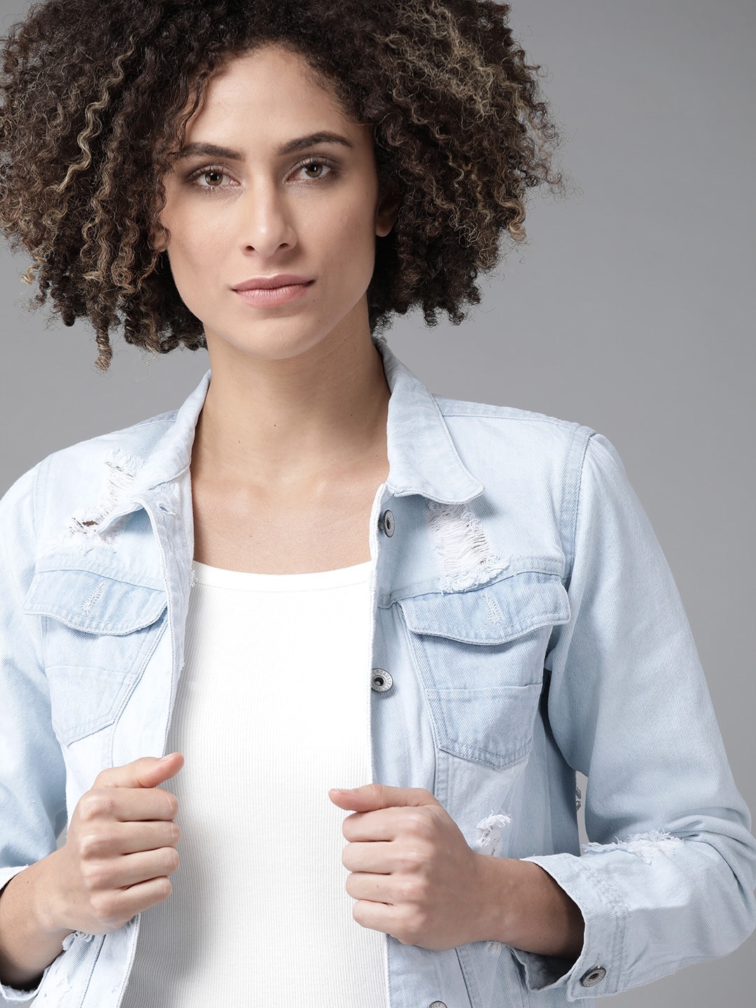 

Roadster Women Blue Solid Denim Jacket