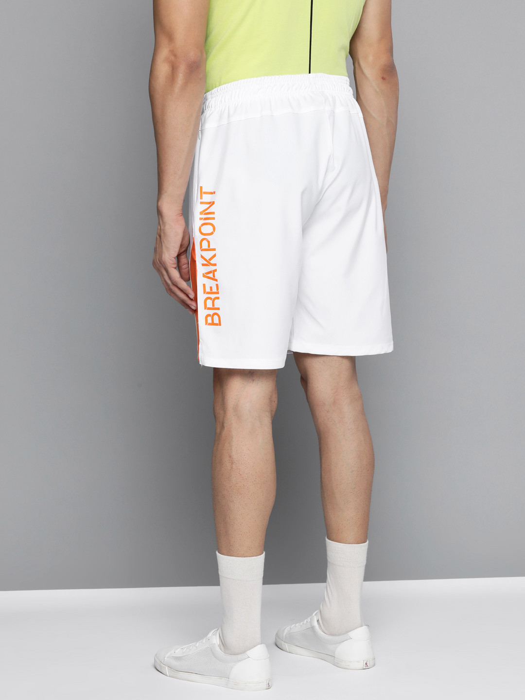 

HRX by Hrithik Roshan Men White Typographic Regular Fit Rapid-Dry Racket Sport Shorts