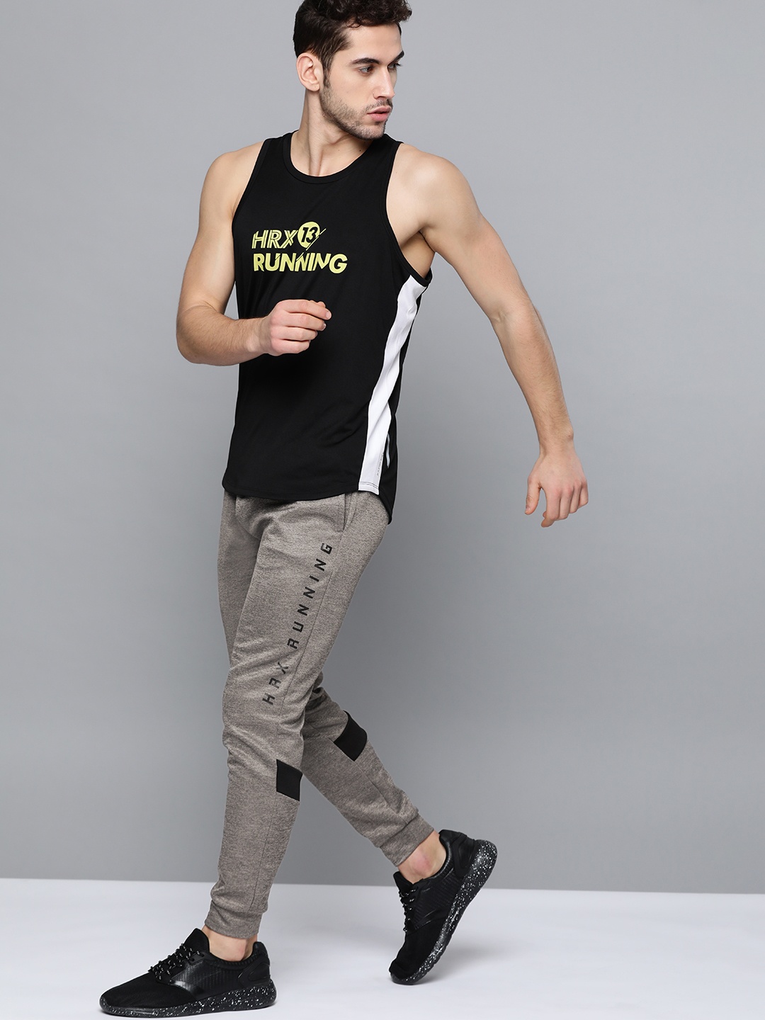 

HRX by Hrithik Roshan Men Grey Melange Solid Regular Fit Running Joggers
