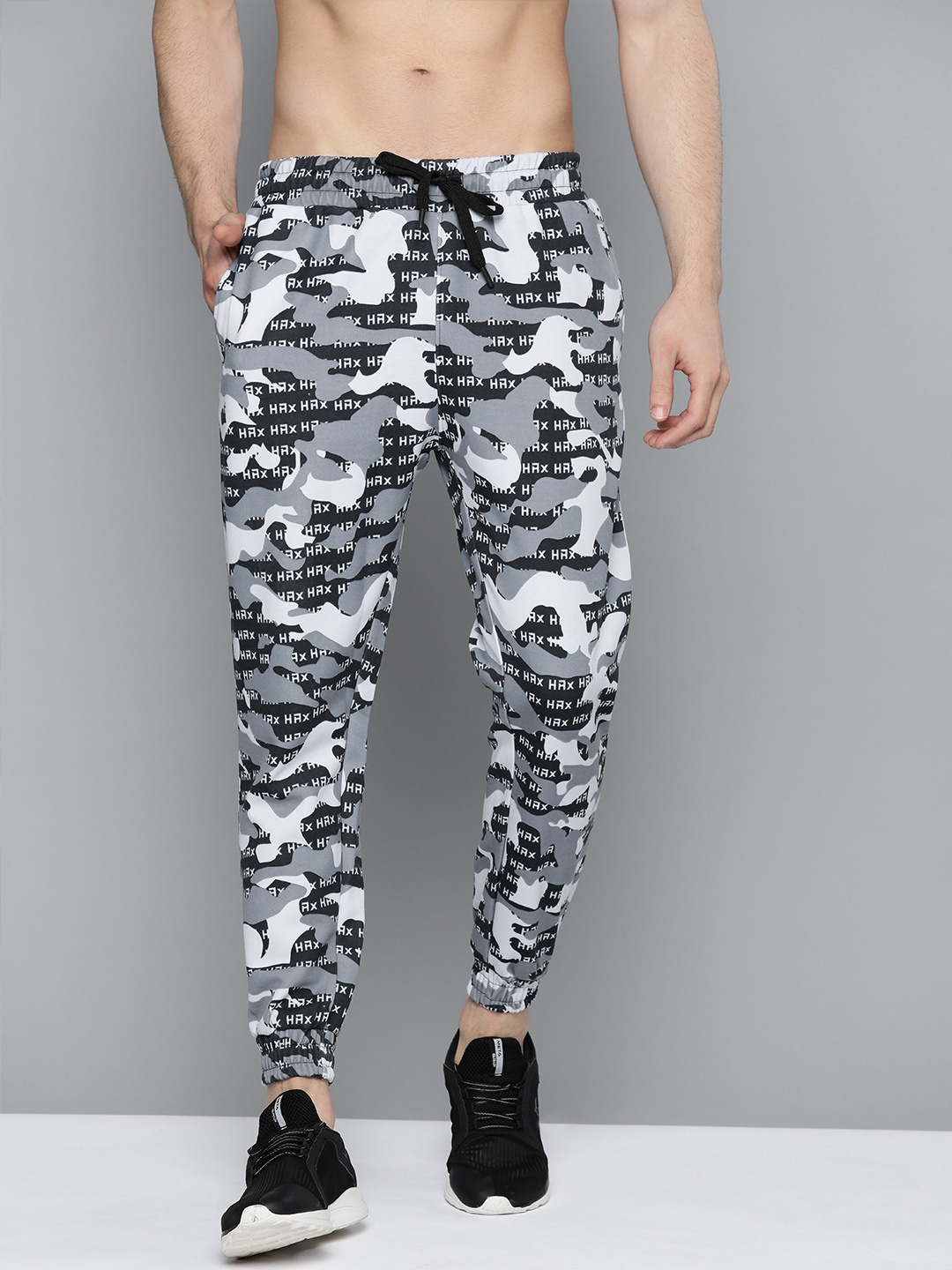 

HRX by Hrithik Roshan Men Camouflage Slim Fit Rapid-Dry Running Joggers, Grey