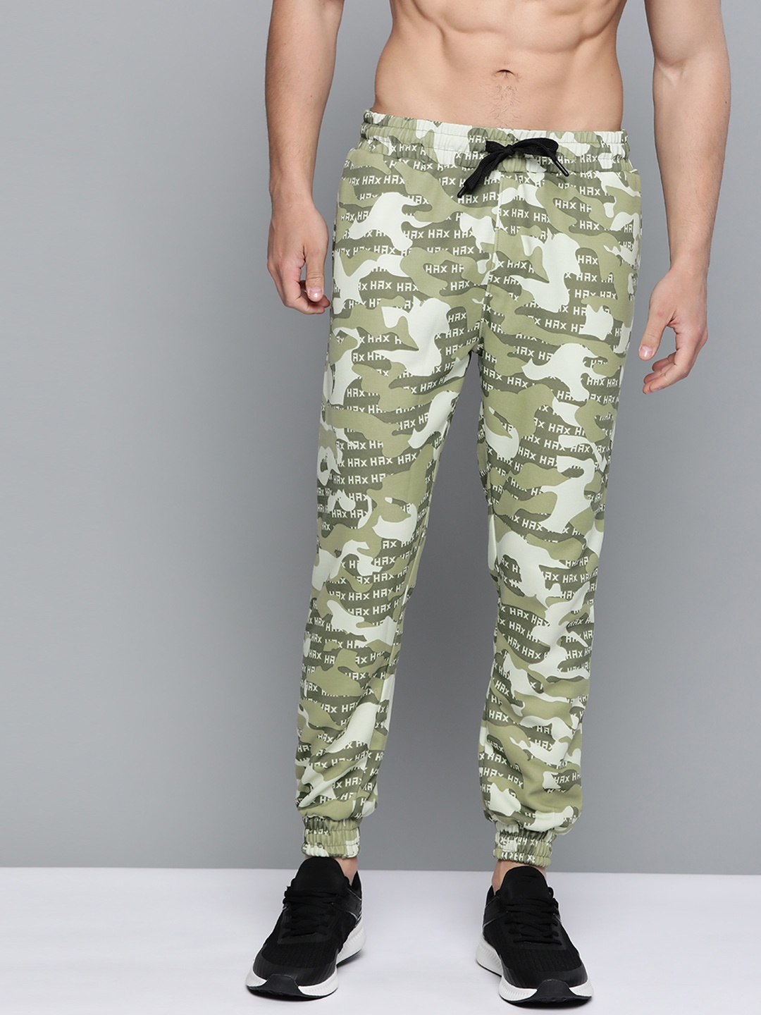 

HRX by Hrithik Roshan Men Winter Moss Printed Skin Fit Rapid-Dry Running Track Pants, Olive