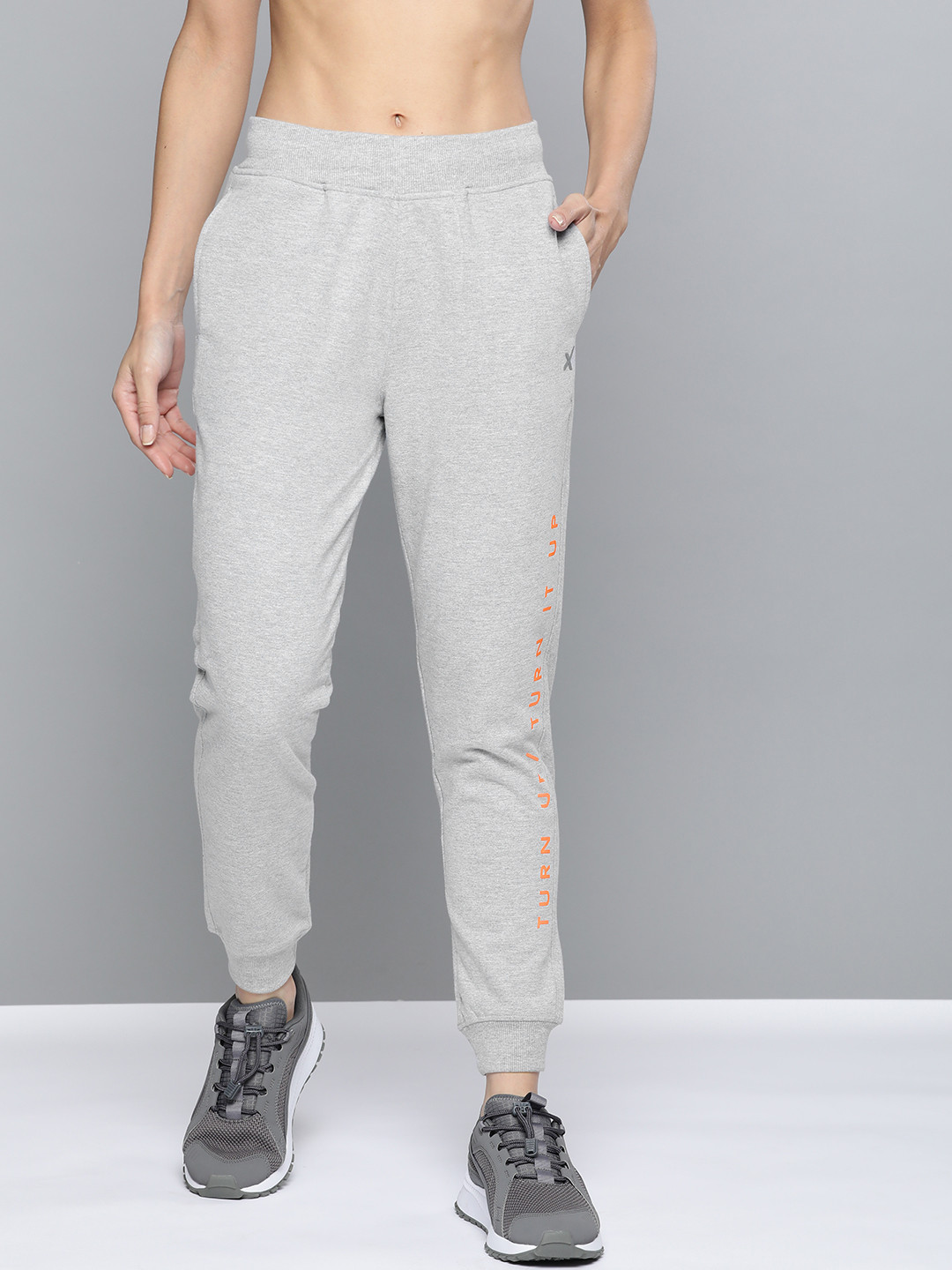 

HRX by Hrithik Roshan Women Light Grey Melange Solid Regular Fit Melange Lifestyle Joggers