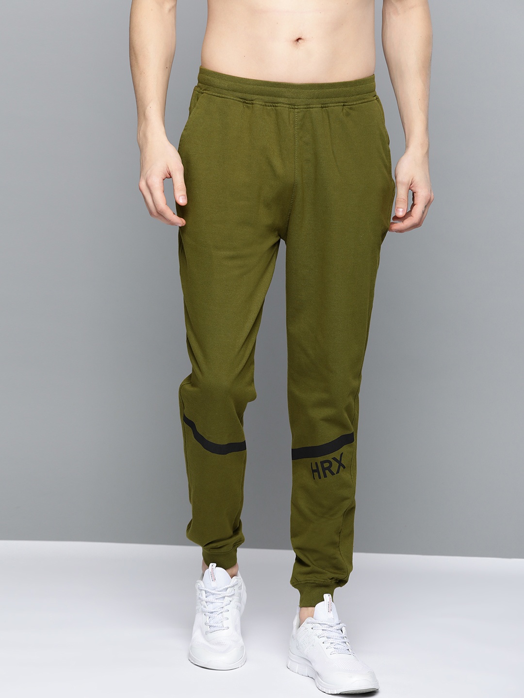 

HRX by Hrithik Roshan Men Avocado Solid Bio-Wash Antimicrobial Lifestyle Joggers, Olive