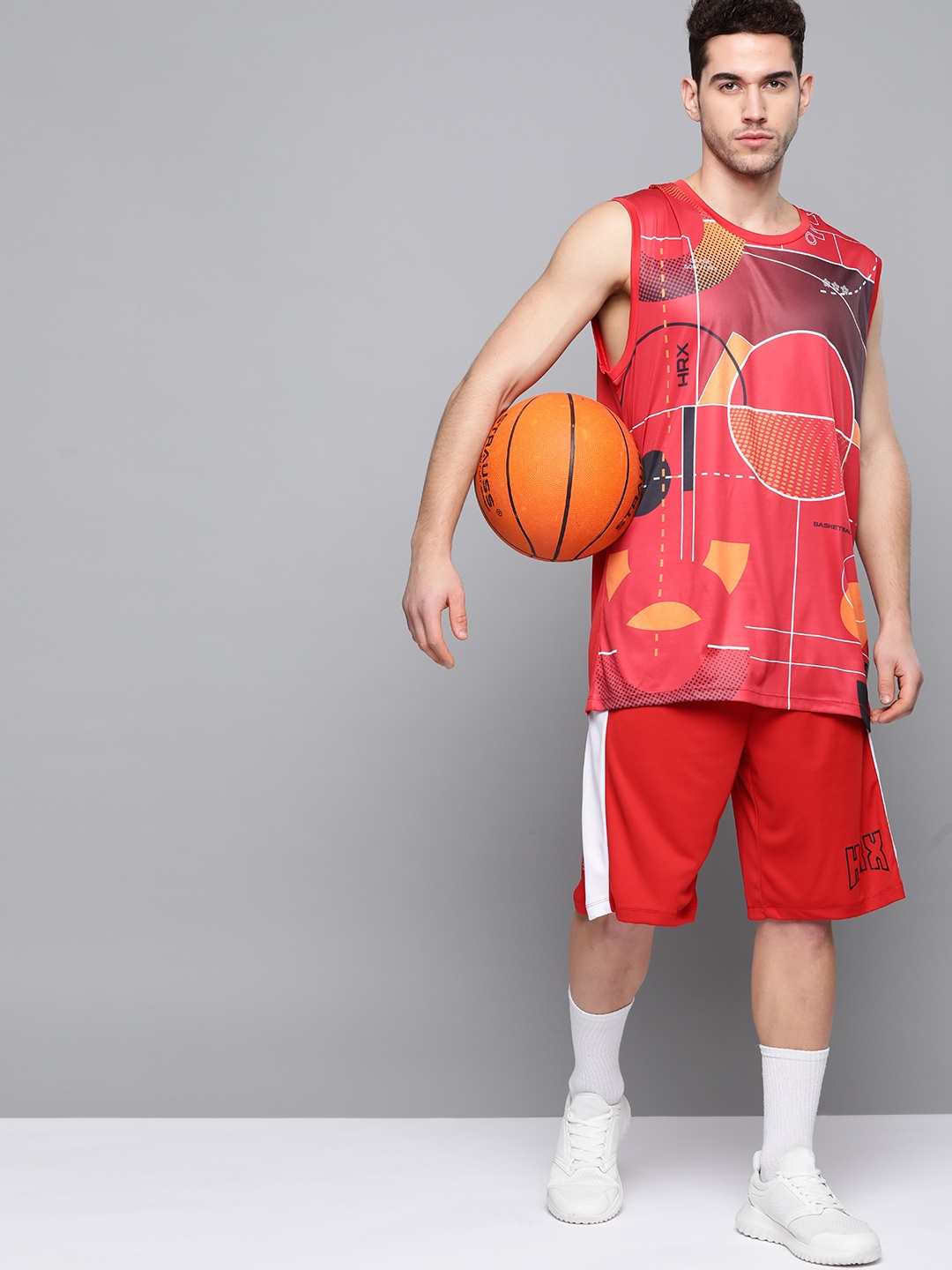 

HRX by Hrithik Roshan Men High Risk Red Solid Rapid-Dry Basketball T-shirt