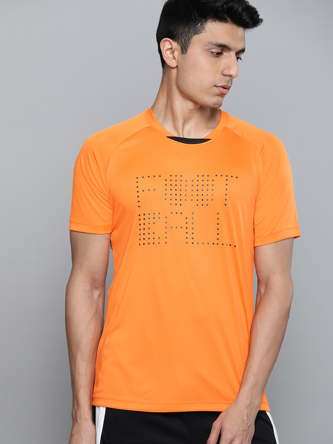 

HRX by Hrithik Roshan Men Orange Solid Rapid-Dry Football T-shirt