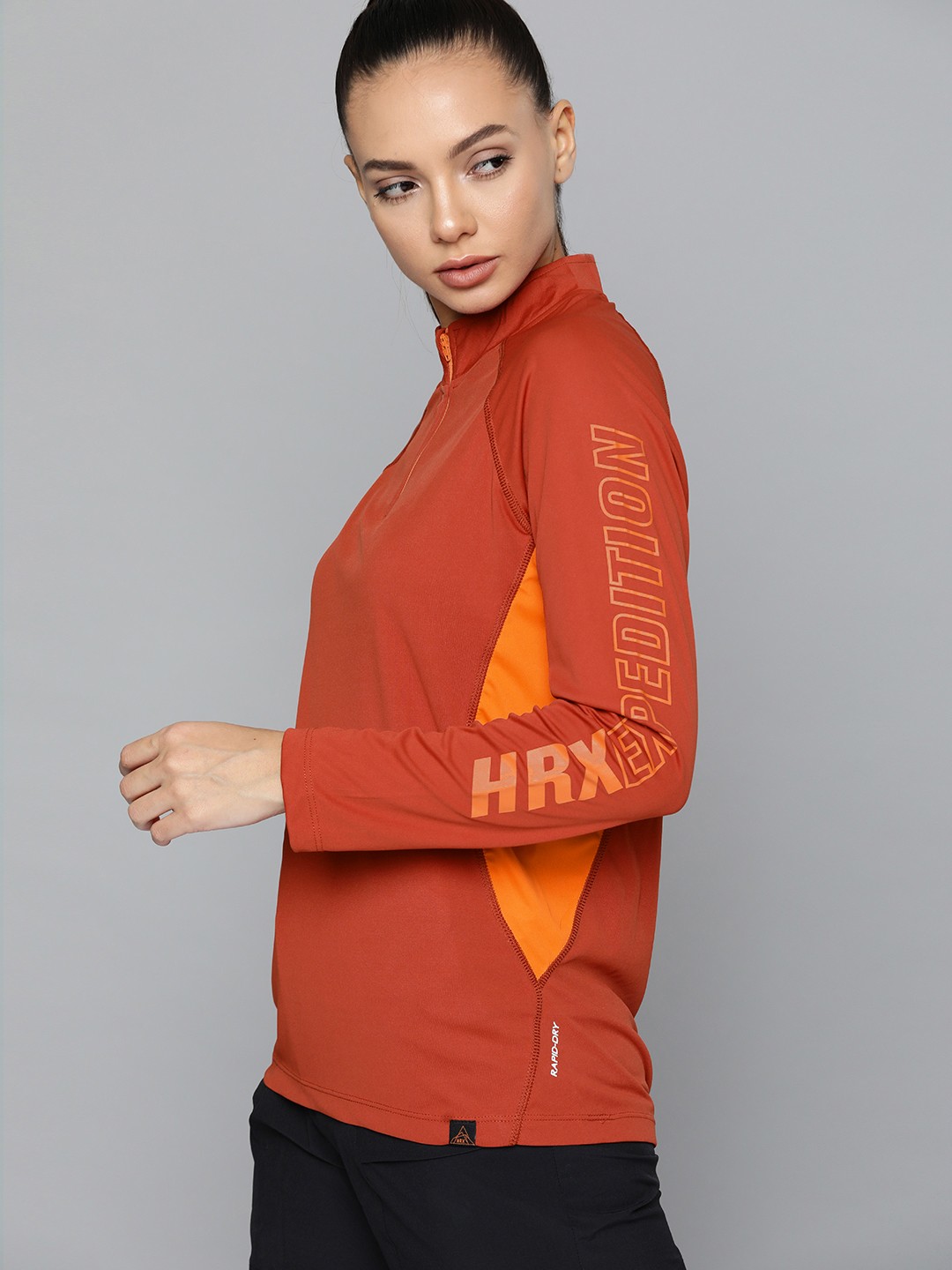 

HRX by Hrithik Roshan Women Bassa Nova Brand Logo Printed Rapid-Dry Outdoor T-shirt, Rust
