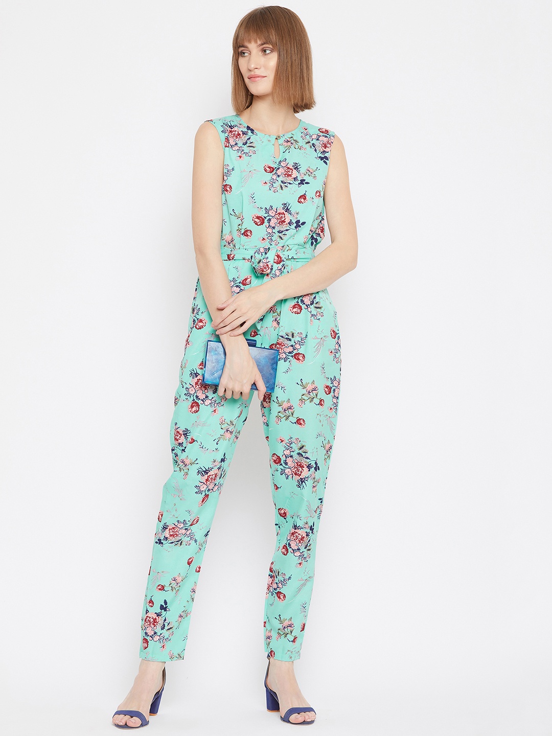 

Uptownie Lite Women Floral Print Keyhole Jumpsuit, Green