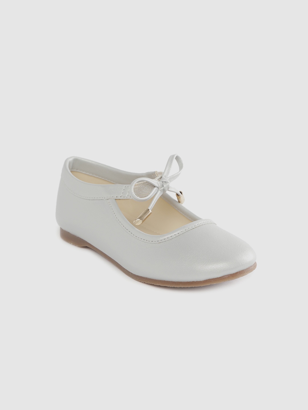 

YK Girls Grey Solid Mary Janes with Bow Detail