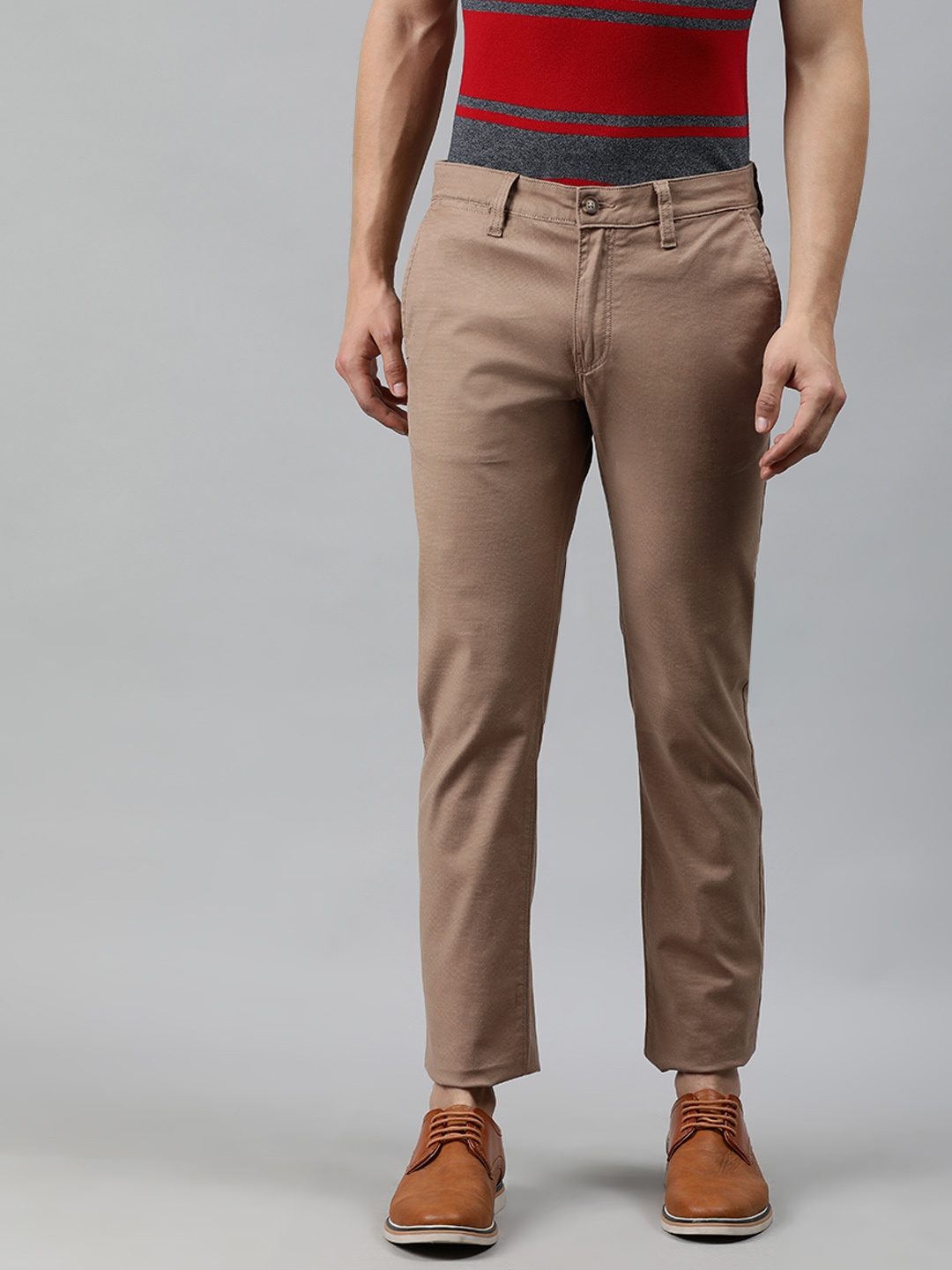

Nautica Men Brown Slim Fit Solid Chinos