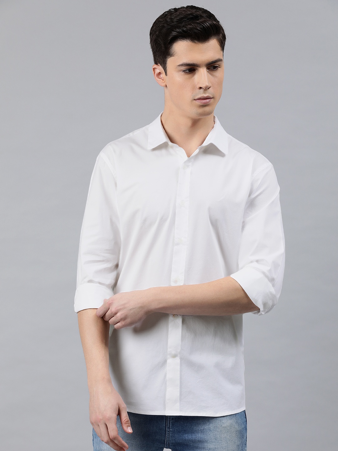 

Nautica Men White Slim Fit Solid Casual Shirt