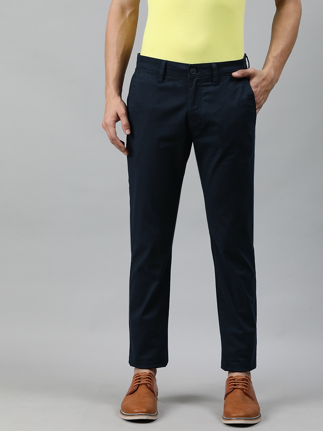 

Nautica Men Navy Blue Slim Fit Solid Chinos