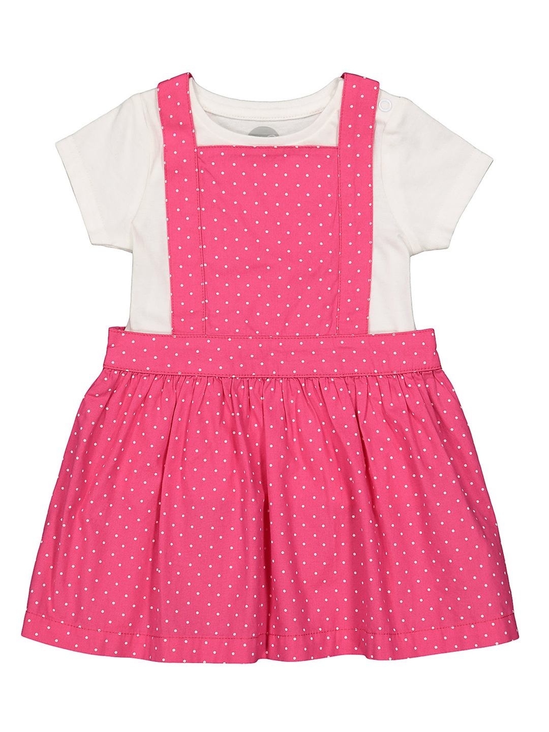 

mothercare Infant Girls Pink Printed Pinafore Dress with Tshirt