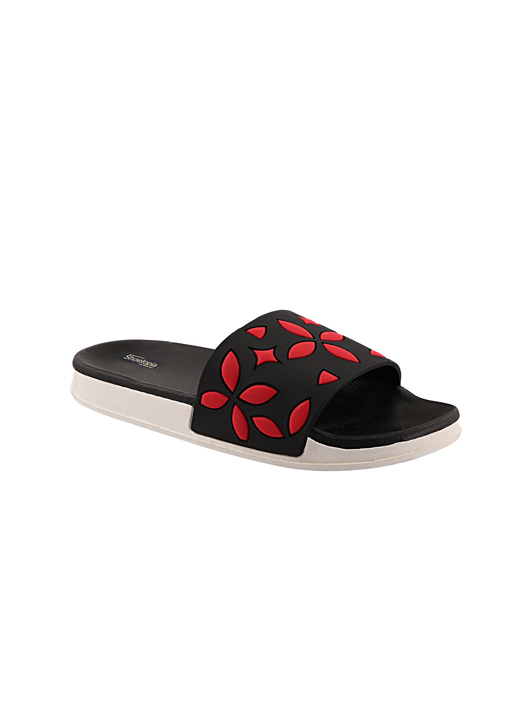 

Shoetopia Women Black & Red Printed Sliders