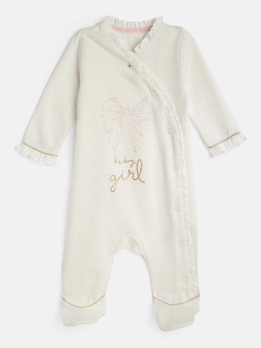 

mothercare Girls Off-White Printed Sleepsuit