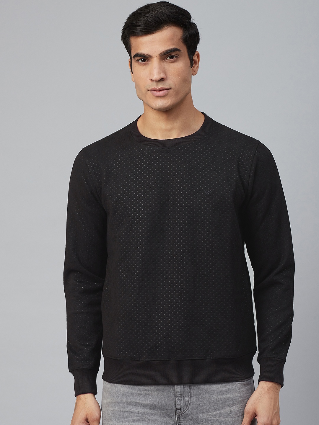 

Blackberrys Men Black Self Design Sweatshirt