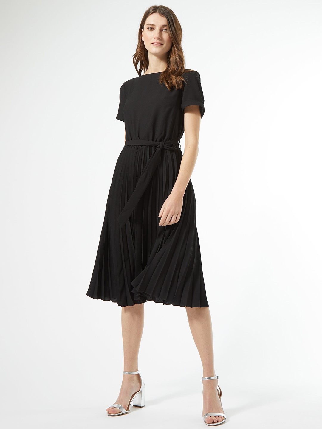 

DOROTHY PERKINS Women Black Accordion Pleated A-Line Dress