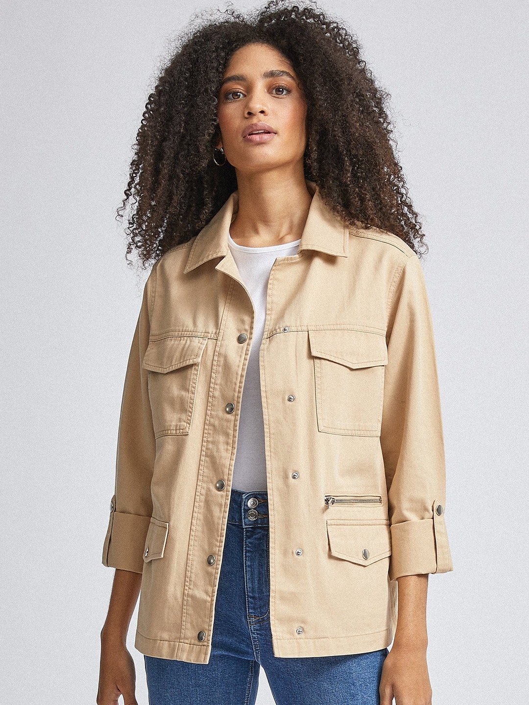 

DOROTHY PERKINS Women Beige Solid Tailored Jacket