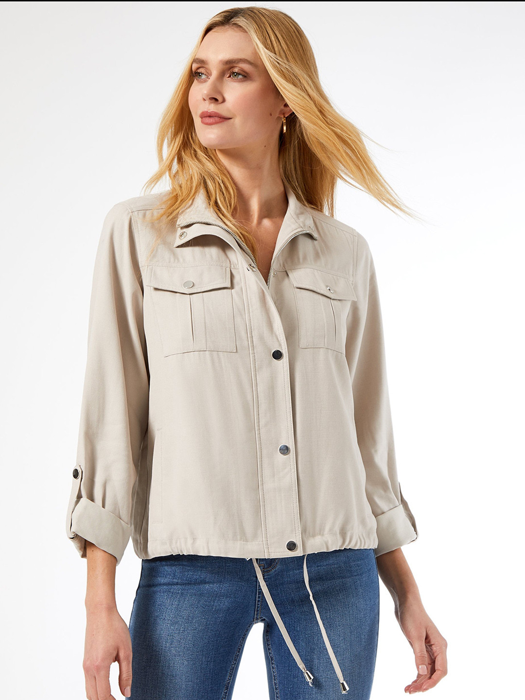 

DOROTHY PERKINS Women Cream-Coloured Solid Shacket