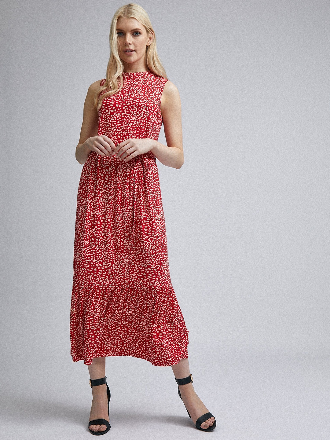 

DOROTHY PERKINS Women Red & Off-White Printed Maxi Dress