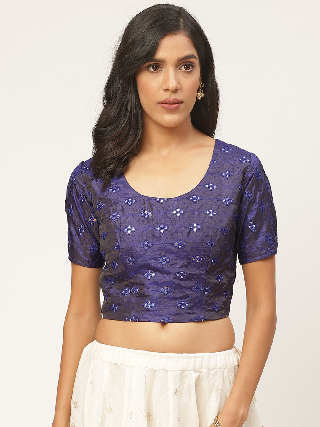 

Shaily Women Yellow Embellished Saree Blouse, Blue